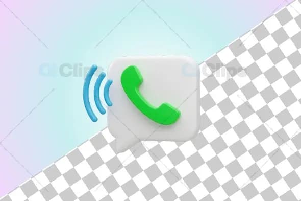 3D Phone Call Icon with Sound Waves in Speech Bubble