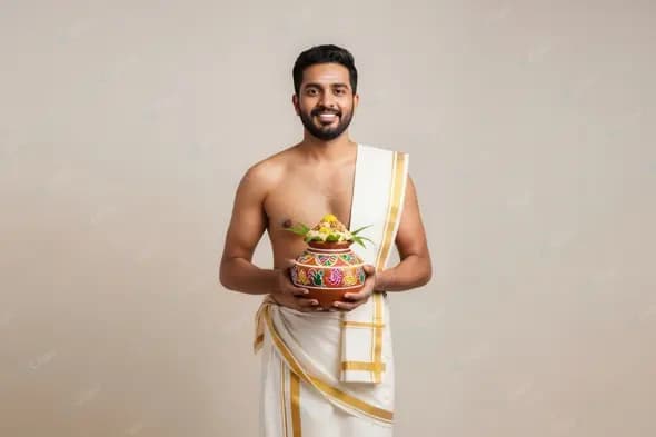 Man Celebrating Indian Harvest Festival