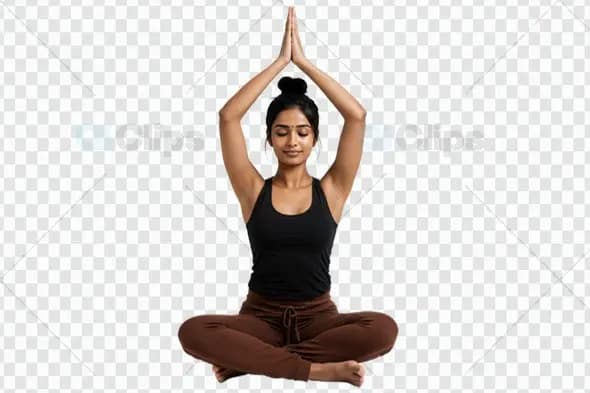 Yoga Meditation Pose with Prayer Hands on White Background