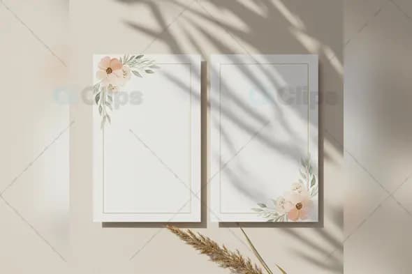 Elegant Floral Frame with Palm Shadow Overlay