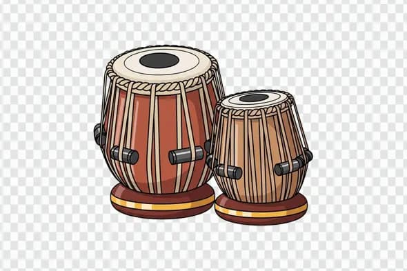 Indian Classical Tabla Drum Pair Illustration PNG Clipart