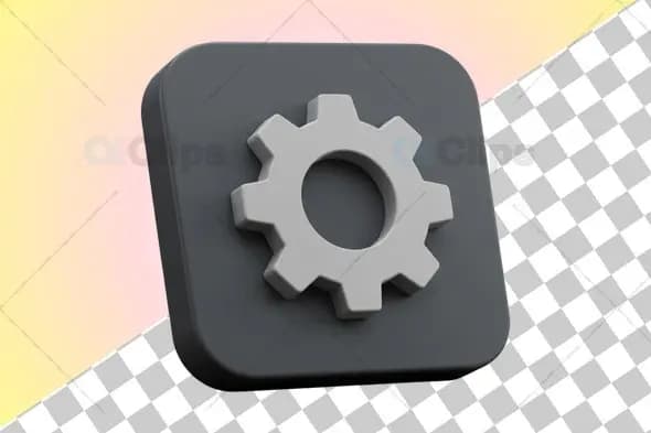 3D Settings Gear Icon Illustration