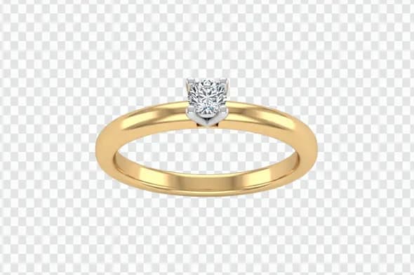 Elegant Gold Solitaire Diamond Engagement Ring Clipart PNG