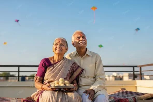 Joyful Seniors on a Festive Rooftop
