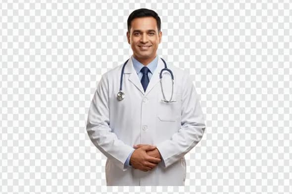 Professional Indian Male Doctor with Stethoscope PNG Image