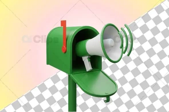 Green Mailbox with Megaphone 3D Model
