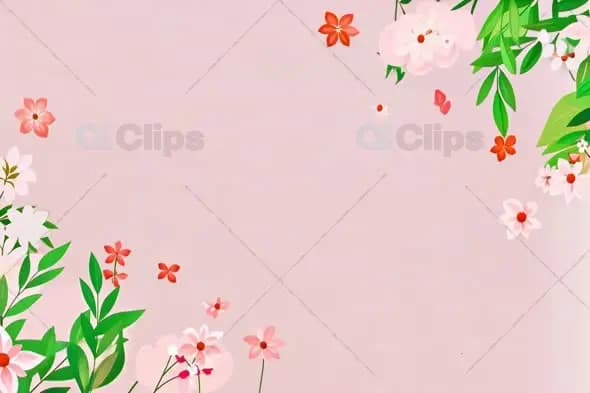 Animated Floral Border with Floating Pink Blossoms on Pastel Background