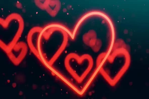 Glowing Red Neon Hearts Background Animation