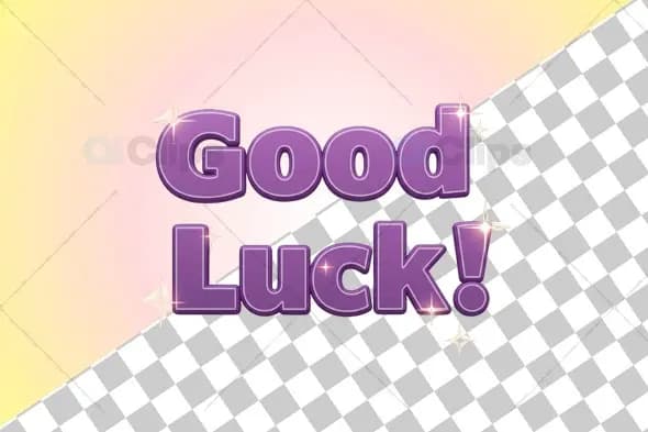 3D "Good Luck!" Text Icon with Sparkles