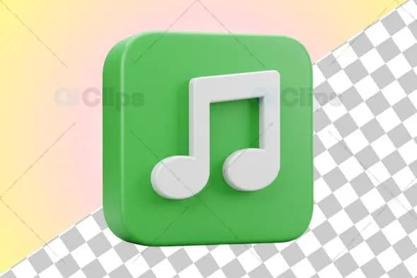 3D Music Note Icon Illustration