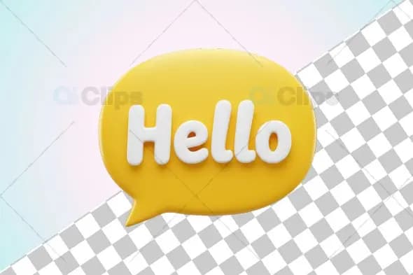 3D "Hello" Speech Bubble Icon