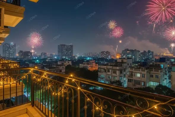 Festive Night View Over the City