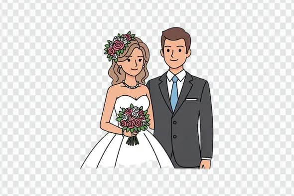 Beautifully Illustrated Bride And Groom Wedding Clipart PNG