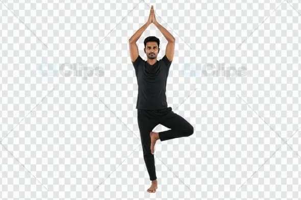 Yoga Tree Pose Balance on Transparent Background