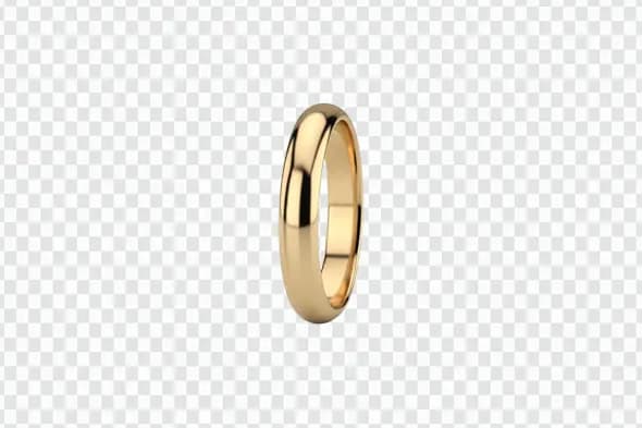 Classic Polished Yellow Gold Wedding Band Ring Clipart PNG