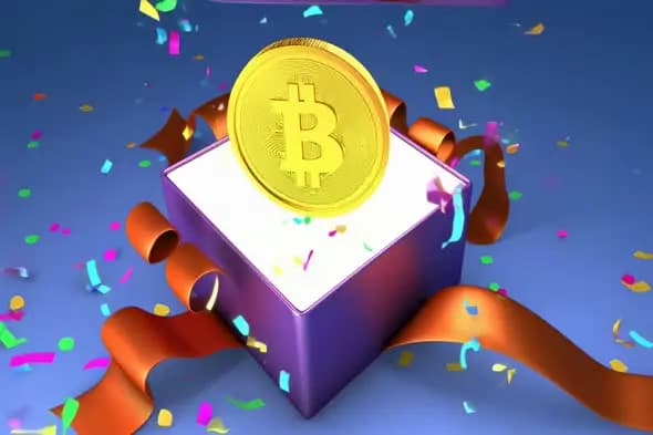 Bitcoin Celebration Gift Box with Confetti Animation