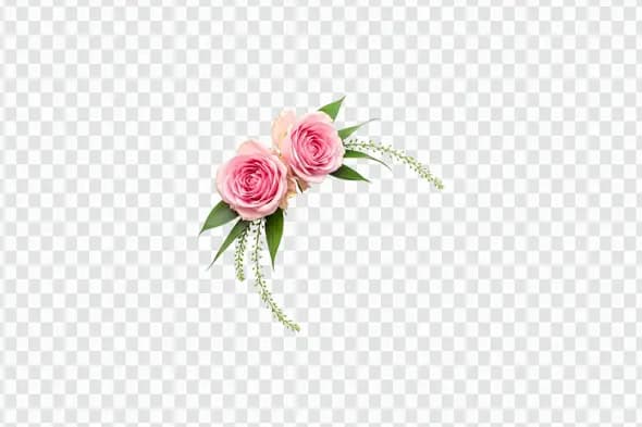 Elegant Pink Rose Floral Corner Arrangement Clipart PNG