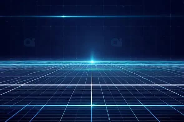 Retro Synthwave Grid Horizon with Blue Light Beam