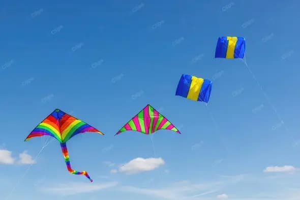 Vibrant Kites Flying in a Clear Sky