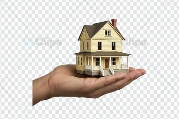 Miniature Victorian House Model Held in Open Palm