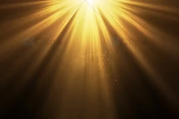 Golden Divine Light Rays with Sparkling Particles