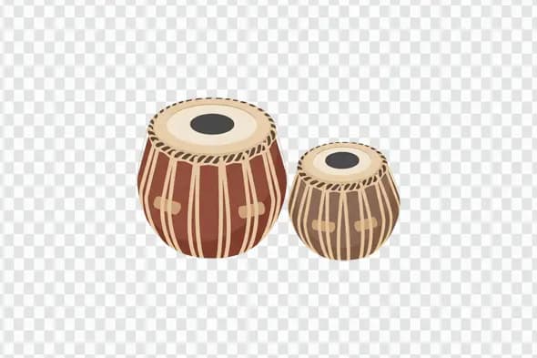 Illustrated Indian Tabla Percussion Drum Set Clipart PNG