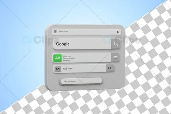 3D Search Interface Template with Neumorphic Design Elements