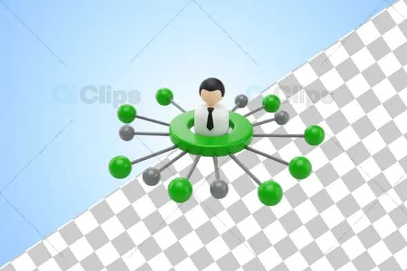 Centralized Networking 3D Illustration