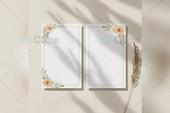 Floral Frame Template with Shadow Overlay