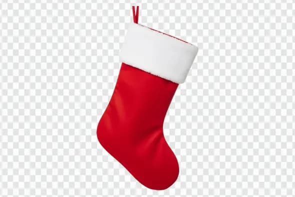 Realistic Hanging Red Christmas Stocking Clipart PNG File