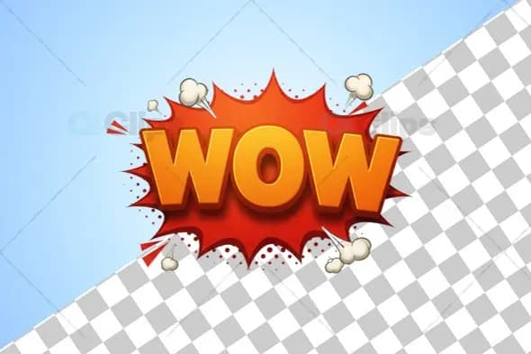 "WOW!" Comic Style Explosion 3D Illustration