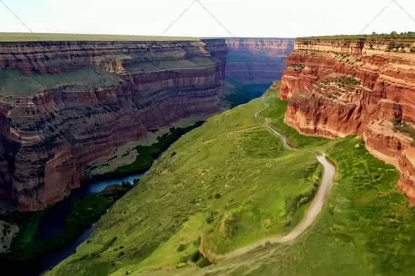 Winding Road Through Majestic Canyon Landscape Aerial View