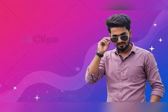 Stylish Indian Man with Sunglasses on Gradient Background