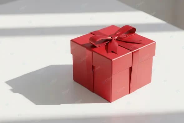 Vibrant Red Gift Box on White Surface