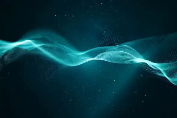 Flowing Turquoise Digital Wave with Particle Effects