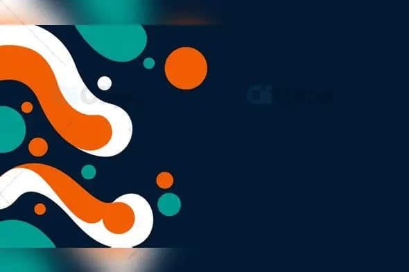 Modern Abstract Shapes in Orange and Green on Navy