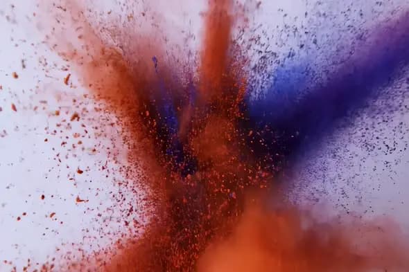 Dynamic Red and Purple Powder Explosion