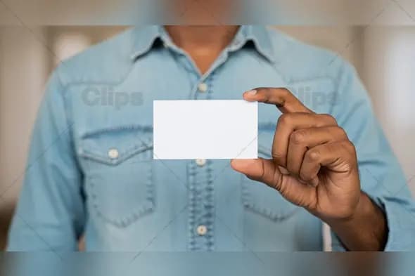 Blank Business Card Mockup Man Holding Card