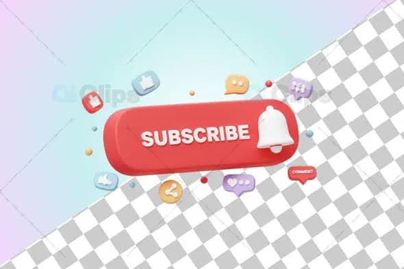 3D Subscribe Button with Social Media Icons Animation