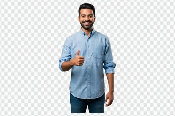 Smiling Indian Professional Man Thumbs Up Gesture PNG Clipart