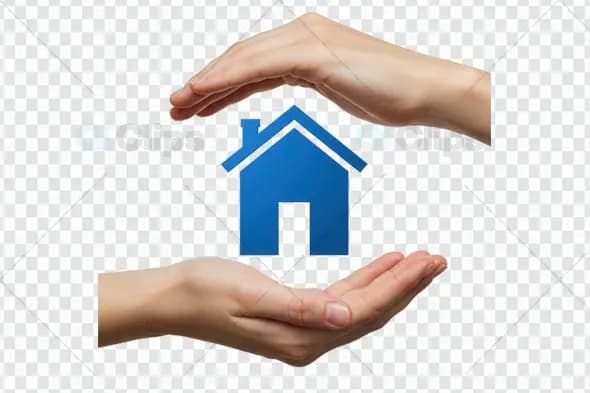 Hands Protecting Blue House Icon PNG Transparent Background