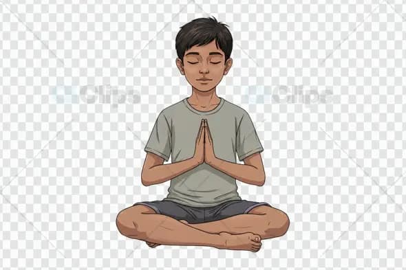 Meditative Boy PNG  Transparent Background for Creatives