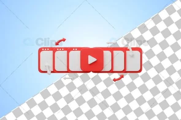 3D Youtube Interface Timeline with Interactive Arrows