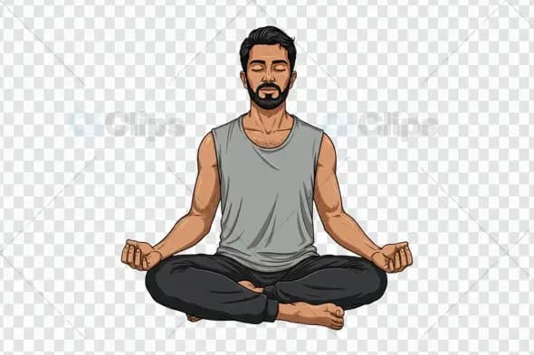 Meditating Man PNG - Tranquil Mindfulness Illustration