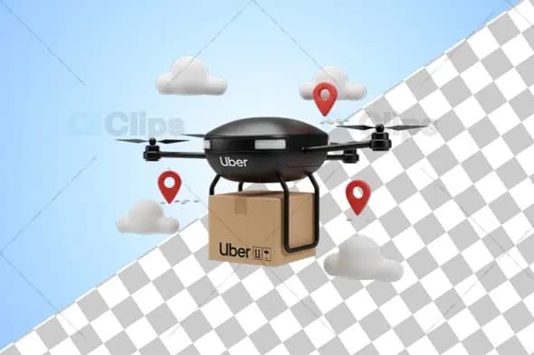 3D Drone Delivery Illustration with GPS Location