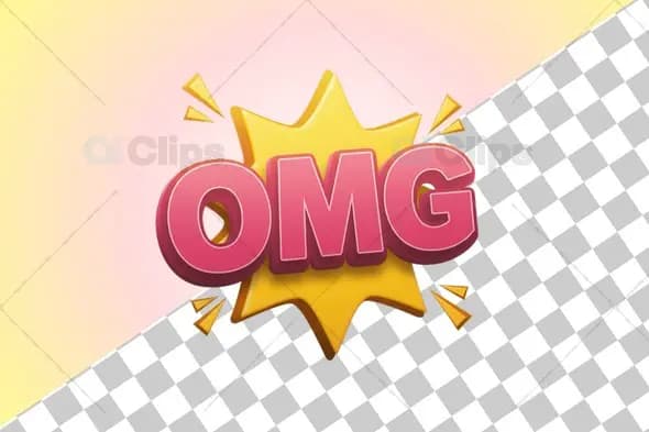 3D "OMG" Comic Burst Illustration