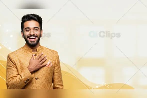 Smiling Man in Traditional Sherwani Background