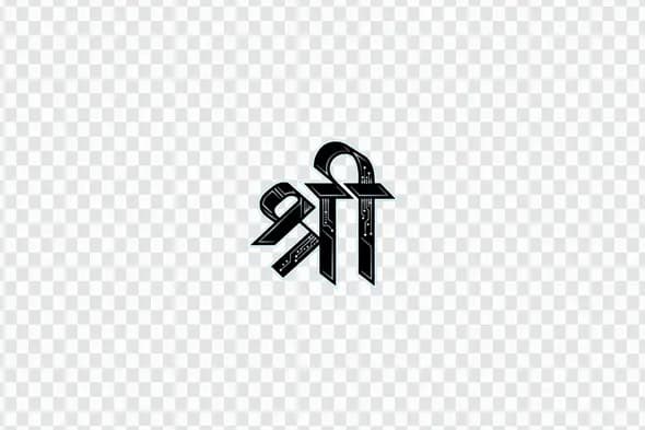 Futuristic Shree Hindi Typography with Circuit Pattern PNG Clipart