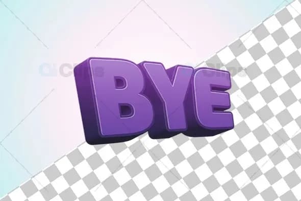 3D "Bye" Text Icon in Purple