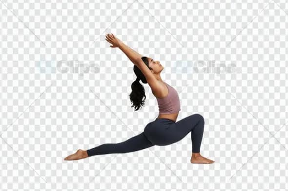 Advanced Yoga Crescent Lunge Backbend Pose on Transparent Background